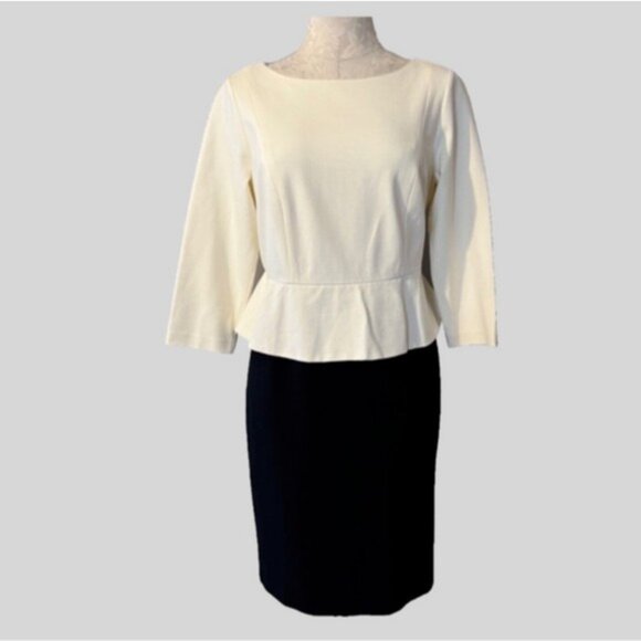 Talbots Dress 8P Black Cream Stretch 3/4 Long Sleeve Career Church NWT NEW - Picture 6 of 9